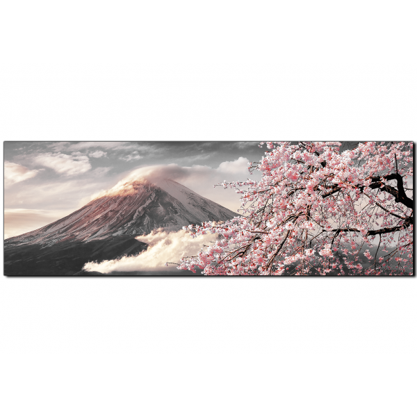Obraz na plátně - Hora Fuji a třešňové květiny na jaře- panoráma